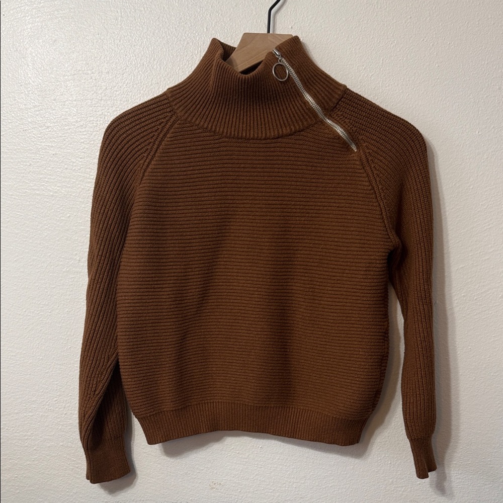 Zippered Turtleneck Sweater